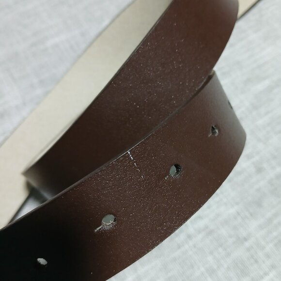 Another Line Dark Brown Leather Belt with Gold Frog Buckle with Rhinestone Eyes. - Picture 9 of 9